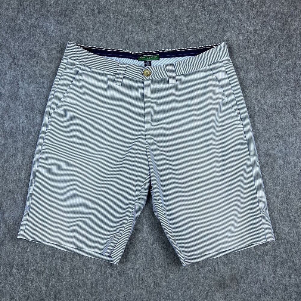 Tommy Hilfiger Golf Men's Shorts Blue White Striped Casual 11" Inseam Size 34